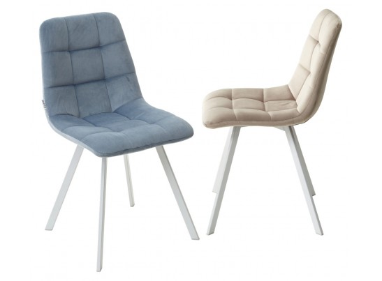 Стул CHILLI SQUARE G108-56 пудровый синий, велюр/ белый каркас в Кургане