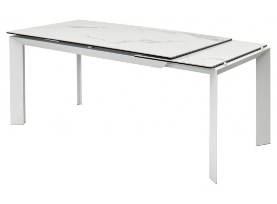 Стол CREMONA 140 HIGH GLOSS STATUARIO Белый мрамор глянцевый, керамика/ белый каркас, ®DISAUR в Кургане