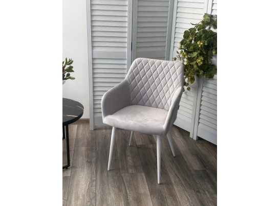 Стул BRANDY-X СВЕТЛО-СЕРЫЙ BM-4, велюр / белый каркас, велюр в Кургане