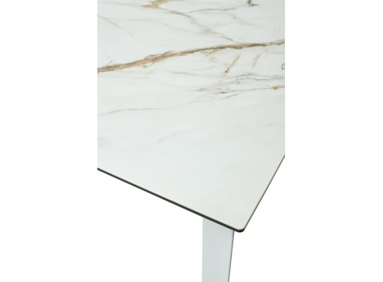 Стол CREMONA 180 KL-188 Контрастный мрамор матовый, итальянская керамика/ белый каркас, ®DISAUR в Кургане