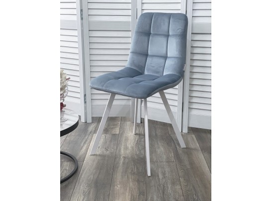 Стул CHILLI SQUARE G108-56 пудровый синий, велюр/ белый каркас в Кургане
