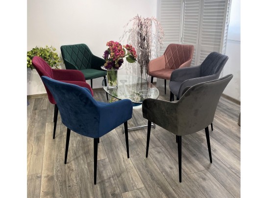 Стул BRANDY-X СЕРЫЙ #27, велюр / черный каркас в Кургане