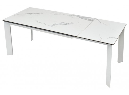 Стол CREMONA 140 HIGH GLOSS STATUARIO Белый мрамор глянцевый, керамика/ белый каркас, ®DISAUR в Кургане