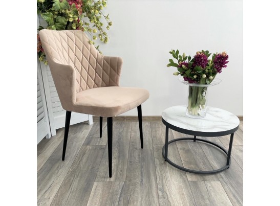 Стул HERMAN БЕЖЕВЫЙ #5, велюр / черный каркас в Кургане