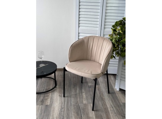 Стул ДЕНИ, цвет Velutto 05 Бежевый, велюр / черный каркас в Кургане