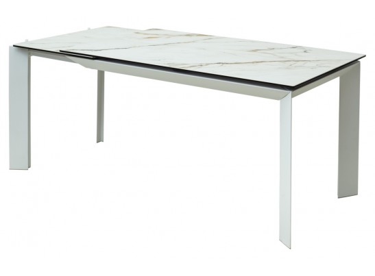 Стол CREMONA 180 KL-188 Контрастный мрамор матовый, итальянская керамика/ белый каркас, ®DISAUR в Кургане