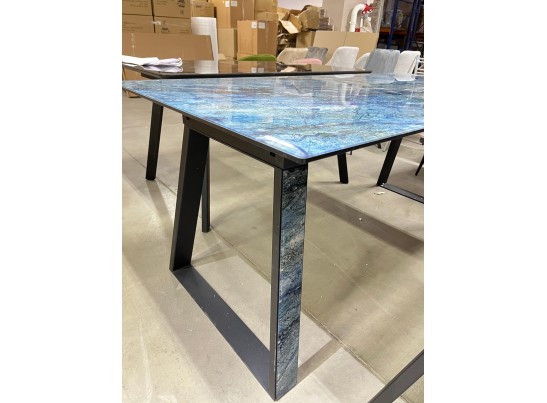 Стол Франк 180 АКВАМАРИН, стекло / АКВАМАРИН-ЧЕРНЫЙ в Кургане