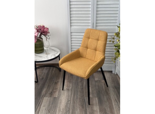 Стул CARACAS Barrel-48 Горчичный, ткань / черный каркас / Товарный знак DISAUR в Кургане