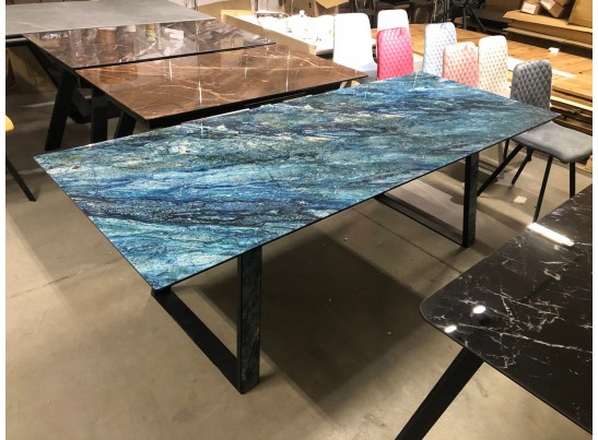 Стол Франк 180 АКВАМАРИН, стекло / АКВАМАРИН-ЧЕРНЫЙ в Кургане