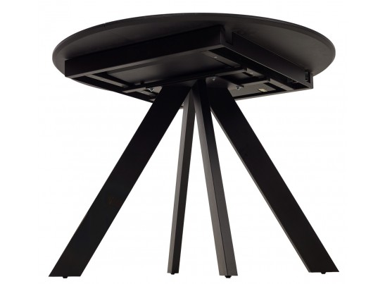 Стол БОНЖУР 100 ЧЕРНЫЙ МРАМОР, черная шагрень, стекло / ЧЕРНЫЙ каркас в Кургане