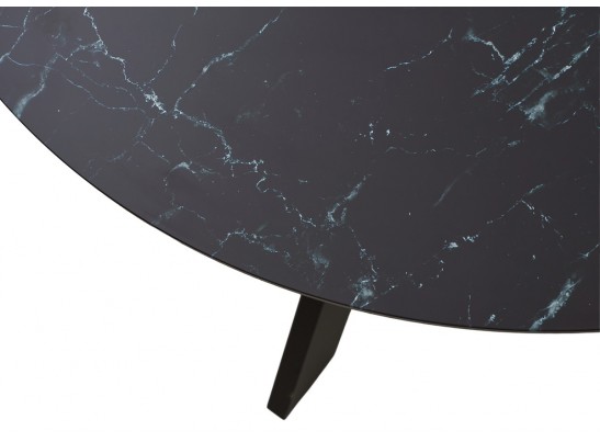 Стол БОНЖУР 100 ЧЕРНЫЙ МРАМОР, черная шагрень, стекло / ЧЕРНЫЙ каркас в Кургане