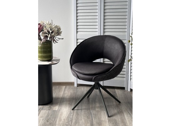 Стул ANABEL 360 град. поворот Черный Maison 99# / OTE COBBLE 457 / серый каркас, ®DISAUR