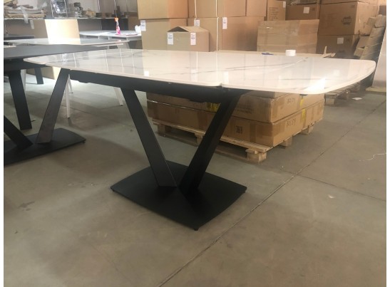 Стол ALATRI 120 GLOSS STATUARIO WHITE SINTERED STONE / BLACK в Кургане