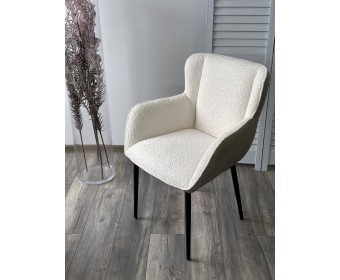 Стул ВОЛКАНО (VOLCANO) Белый Wales-101, ткань/светло-беж Maison 09, экокожа/ черный каркас, DISAUR