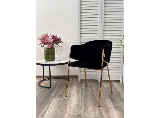 Стул DILL MOMO-47 черный, велюр "беспальчиковый"/ золотой каркас в Кургане