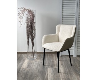 Стул ВОЛКАНО (VOLCANO) Белый Wales-101, ткань/светло-беж Maison 09, экокожа/ черный каркас, DISAUR