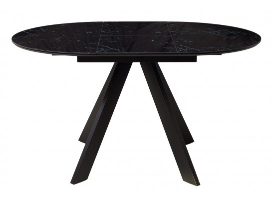 Стол БОНЖУР 100 ЧЕРНЫЙ МРАМОР, черная шагрень, стекло / ЧЕРНЫЙ каркас в Кургане