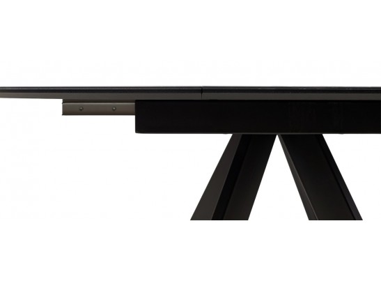 Стол БОНЖУР 100 ЧЕРНЫЙ МРАМОР, черная шагрень, стекло / ЧЕРНЫЙ каркас в Кургане