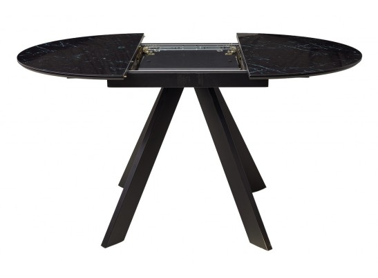 Стол БОНЖУР 100 ЧЕРНЫЙ МРАМОР, черная шагрень, стекло / ЧЕРНЫЙ каркас в Кургане