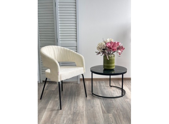 Стул SNUG 3018-01 белый, шенилл / черный каркас, ®DISAUR в Кургане