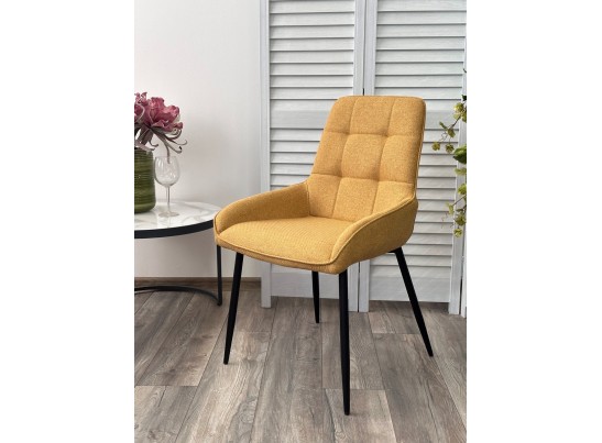 Стул CARACAS Barrel-48 Горчичный, ткань / черный каркас / Товарный знак DISAUR в Кургане