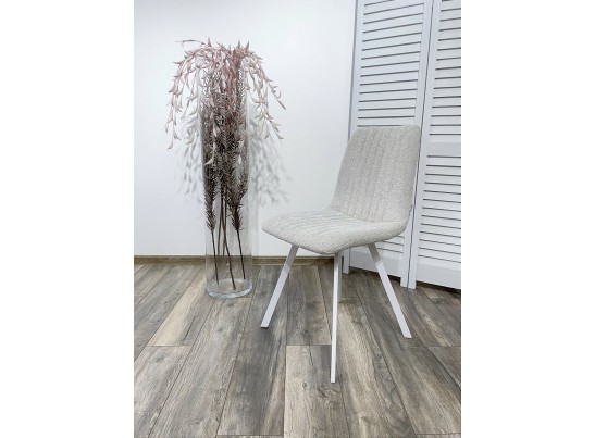 Стул ELVIS WZ2042-19 галечный серый фактурный велюр/ белый каркас в Кургане