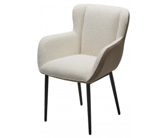 Стул ВОЛКАНО (VOLCANO) Белый Wales-101, ткань/светло-беж Maison 09, экокожа/ черный каркас, DISAUR