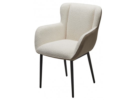 Стул ВОЛКАНО (VOLCANO) Белый Wales-101, ткань/светло-беж Maison 09, экокожа/ черный каркас, DISAUR в Кургане