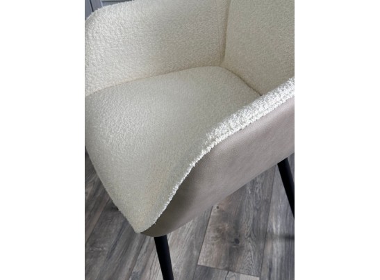 Стул ВОЛКАНО (VOLCANO) Белый Wales-101, ткань/светло-беж Maison 09, экокожа/ черный каркас, DISAUR в Кургане