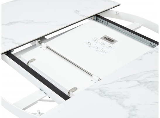 Стол TRENTO 120 HIGH GLOSS STATUARIO Белый мрамор глянцевый, керамика/ белый каркас, ®DISAUR в Кургане