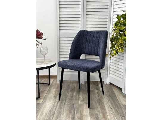 Стул LONDON UF998-13 темно-синий, букле / черный каркас / Товарный знак DISAUR в Кургане