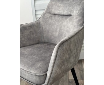 Стул RENLY 180 град. поворот. 7525-180 Серый, велюр / Черный, ®DISAUR