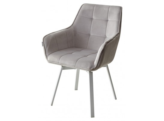 Стул MAVERICK 360 град. поворот. BLUVEL-03 LIGHT GREY, велюр/ белый каркас, в Кургане
