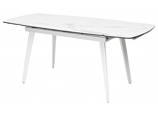 Стол ELIOT 120 HIGH GLOSS STATUARIO Белый мрамор глянцевый, керамика/ белый каркас в Кургане