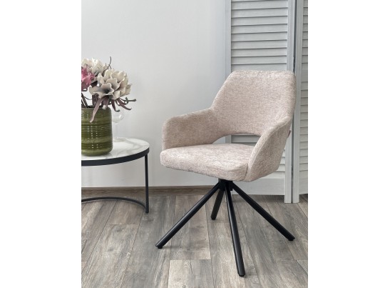 Стул НУРИ (NURI) 180 град. поворот. цвет 3018-10 бежевый, шенилл/ черный каркас, ®DISAUR в Кургане