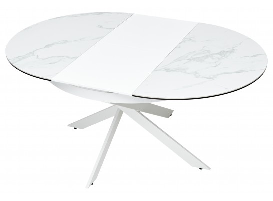 Стол TRENTO 120 HIGH GLOSS STATUARIO Белый мрамор глянцевый, керамика/ белый каркас, ®DISAUR в Кургане