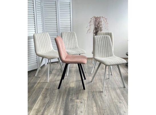 Стул ELVIS WZ2042-02 светло-бежевый фактурный велюр / белый каркас в Кургане