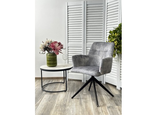 Стул DANTE 360 град. поворот. VT5001-7 античный светло-серый, велюр без "пальчиковый"/черный, DISAUR в Кургане