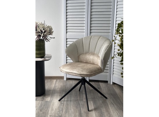 Стул ASTRA 360 град. поворот Белый Sonic 23 ткань / 7525-01 велюр / черный каркас, ®DISAUR