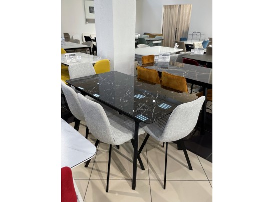 Стул ELVIS WZ2042-19 галечный серый фактурный велюр/ черный каркас в Кургане