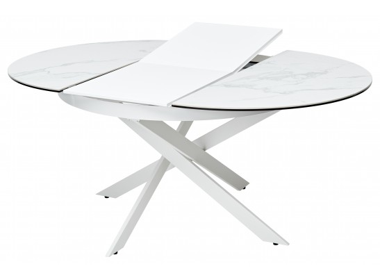 Стол TRENTO 120 HIGH GLOSS STATUARIO Белый мрамор глянцевый, керамика/ белый каркас, ®DISAUR в Кургане