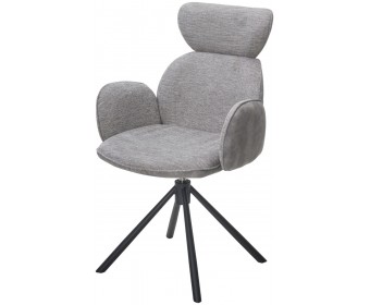Стул VARDY 360 град.поворот. Brego-07 Серый, ткань/ 7525-180 Серый, велюр/Черный, ®DISAUR