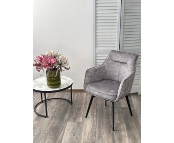 Стул RENLY 180 град. поворот. 7525-180 Серый, велюр / Черный, ®DISAUR