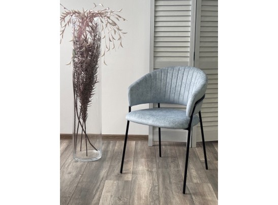 Стул ГЕММА, цвет RAIN 13 blue, велюр / черный каркас в Кургане