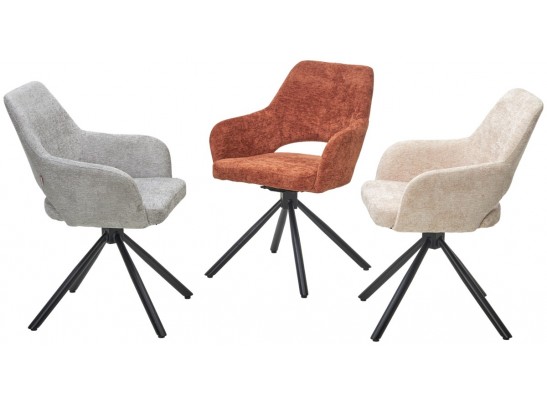 Стул НУРИ (NURI) 180 град. поворот. цвет 3018-10 бежевый, шенилл/ черный каркас, ®DISAUR в Кургане