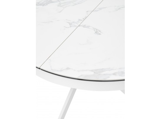 Стол TRENTO 120 HIGH GLOSS STATUARIO Белый мрамор глянцевый, керамика/ белый каркас, ®DISAUR в Кургане