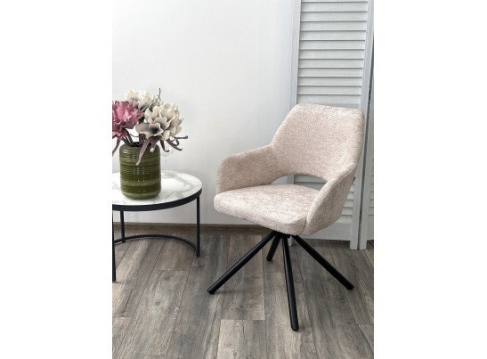 Стул НУРИ (NURI) 180 град. поворот. цвет 3018-10 бежевый, шенилл/ черный каркас, ®DISAUR в Кургане