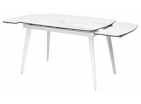 Стол ELIOT 120 HIGH GLOSS STATUARIO Белый мрамор глянцевый, керамика/ белый каркас в Кургане