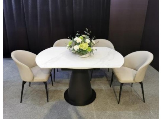 Стол TERAMO 135 GLOSS GRAND JADE SOLID CERAMIC, керамика, поворотн.механизм / Черный каркас, ®DISAUR в Кургане