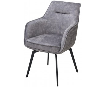 Стул RENLY 180 град. поворот. 7525-180 Серый, велюр / Черный, ®DISAUR